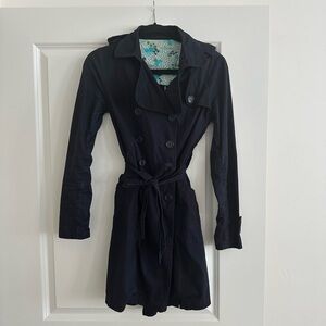 Billabong Double breasted Navy Blue Trench Coat Size Small